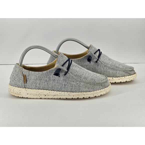 Hey Dude Wendy Chambray White Blue Slip On Casual Shoes Size 9 - Picture 1 of 6
